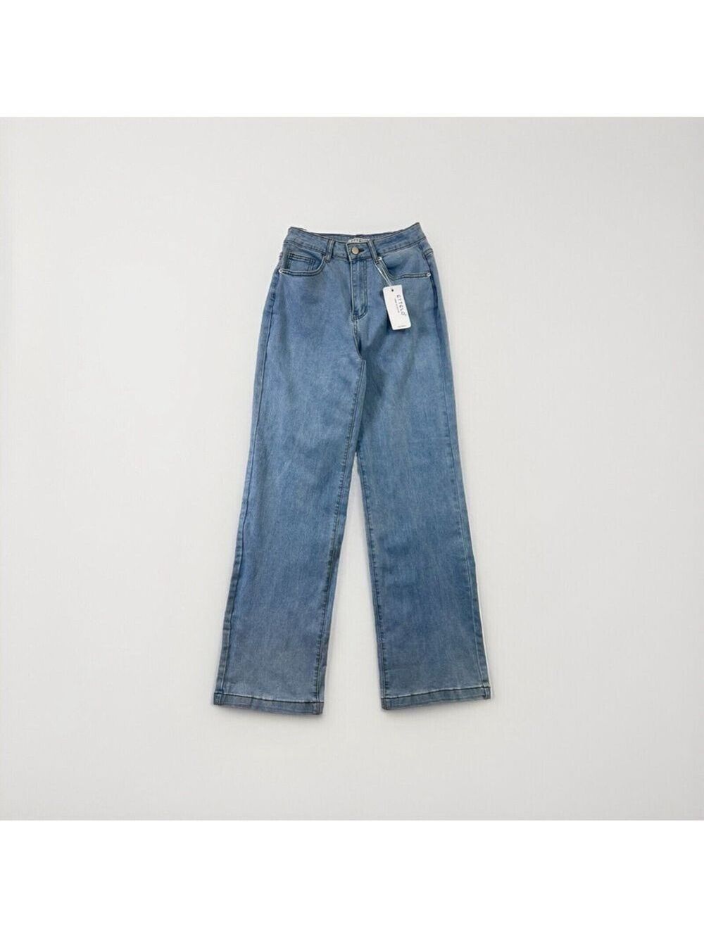 Ettelo Blue Straight Wide Leg High Waisted Jeans Women’s 25x30 Size 6 NWT